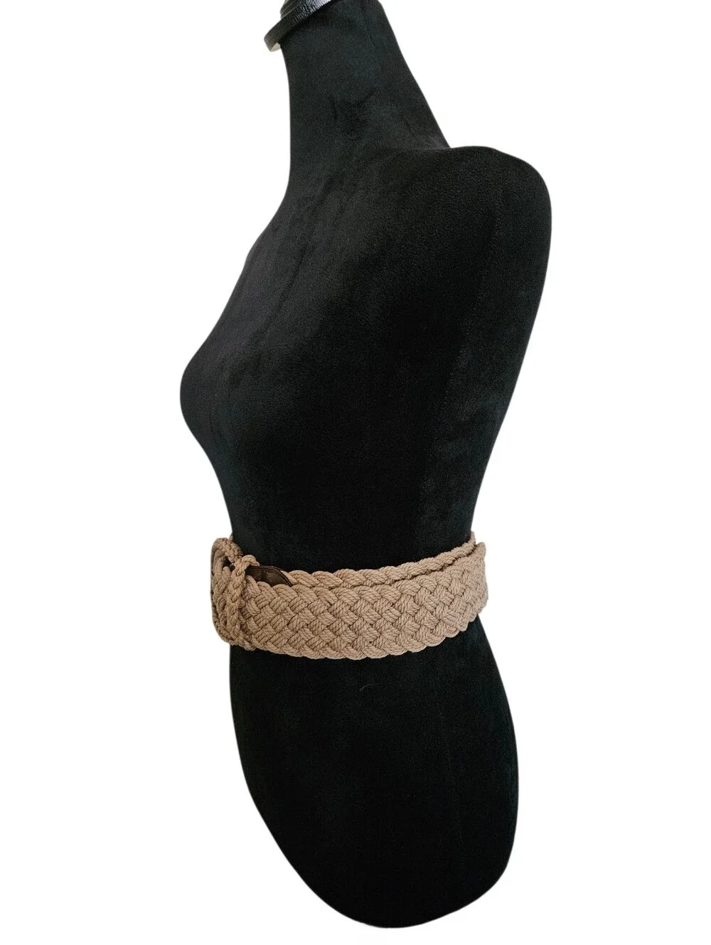 Vintage 90s Lauren Ralph Lauren Boho Macrame' Braided Statement Belt Natural S
